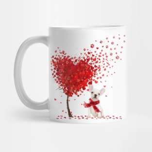 Happy Valentine's Day Heart Tree White French Bulldog Mug